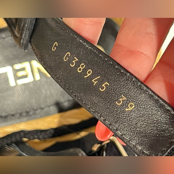 LOGO CHANEL Dad Sandals 22P Black Raffia Mesh Leather Shoes CC Logo Flats Size39 - Picture 11 of 16